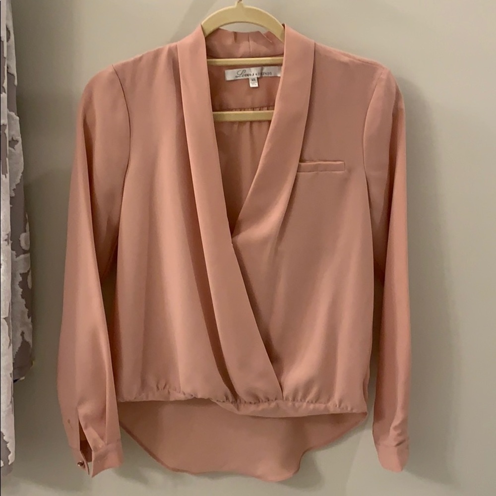 Blush Cross Over Long Sleeve Blouse